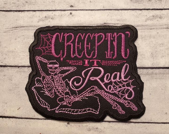 Creepin' It Real Patch: Embroidered Skeleton Applique - Iron On / Sew On