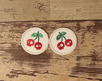 Cherry Skulls Patch Sets, Iron on Patch, Sew On Patch, Embroidery, Patch, Applique, Collectable, Made In USA, Handmade