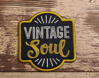 Vintage Soul Embroidered Patch - Iron On Applique - Made in USA