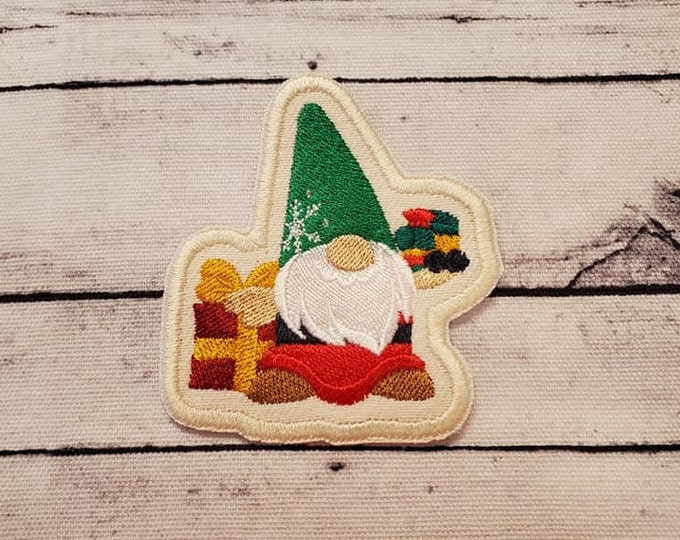 Set of 2 Christmas Gnome Patch: Embroidered Iron-On Applique