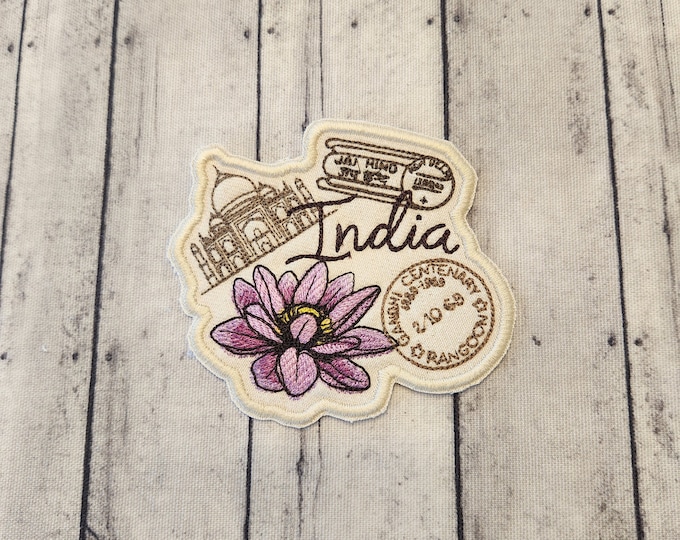 India Passport Embroidered Patch: Travel Souvenir Applique