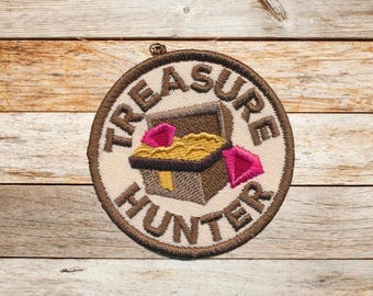Treasure Hunter Patch: Embroidered Applique, Iron On / Sew On, Made in USA