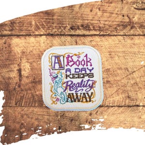 Book A Day Dragon Embroidered Patch - Iron On/Sew On - Handmade