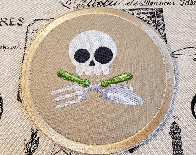 Skully Gardener Embroidered Patch: Iron On/Sew On Applique