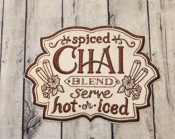 Chai Tea Embroidered Patch: Spiced Blend Applique
