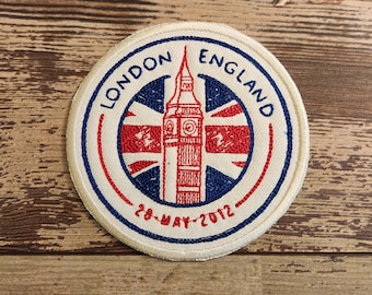 London England Passport Stamp, Iron on Patch, Sew On Patch, Embroidery, Patch, Applique, Collectable, Made In USA, Handmade, London, Stamp
