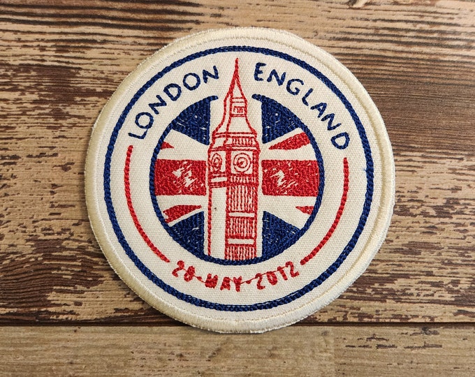 London England Passport Stamp, Iron on Patch, Sew On Patch, Embroidery, Patch, Applique, Collectable, Made In USA, Handmade, London, Stamp