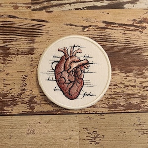 Anatomical Heart, Iron on Patch, Sew On Patch, Embroidery, Patch, Applique, Collectable, Made In USA, Handmade