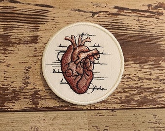 Anatomical Heart, Iron on Patch, Sew On Patch, Embroidery, Patch, Applique, Collectable, Made In USA, Handmade