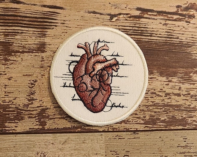 Anatomical Heart, Iron on Patch, Sew On Patch, Embroidery, Patch, Applique, Collectable, Made In USA, Handmade