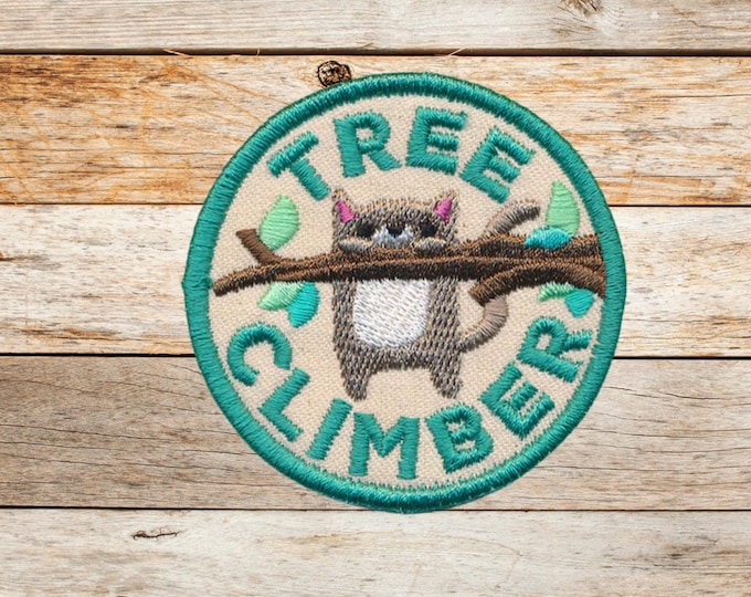 Tree Climber, Iron on Patch, Sew On Patch, Embroidery, Patch, Applique, Collectable, Made In USA, Handmade