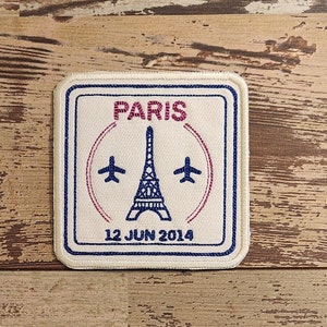 Passport Stamp France , Iron on Patch, Sew On Patch, Embroidery, Patch, Applique, Collectable, Made In USA, Handmade, French, France Stamp