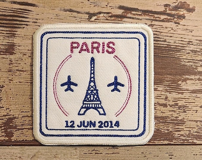 Passport Stamp France , Iron on Patch, Sew On Patch, Embroidery, Patch, Applique, Collectable, Made In USA, Handmade, French, France Stamp