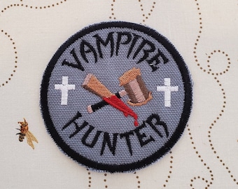 Vampire Hunter Patch: Embroidered Applique, Iron On / Sew On