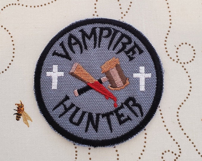 Vampire Hunter Patch: Embroidered Applique, Iron On / Sew On