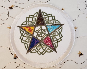 Five Elements Patch: Embroidered Iron-On Applique, Made In USA