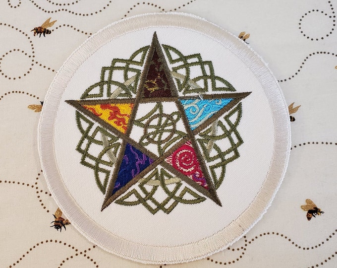 Five Elements Patch: Embroidered Iron-On Applique, Made In USA