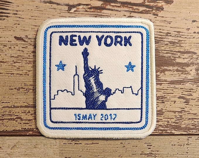 Passport Stamp America, Iron on Patch, Sew On Patch, Embroidery, Patch, Applique, Collectable, Liberty, Passport Stamp, New York City