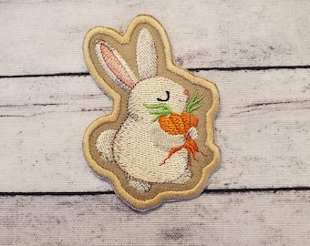 Gracie Bunny Patch: Embroidered Iron-On Applique, USA Made
