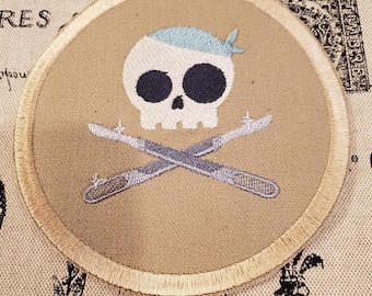 Skully Surgeon Embroidered Patch: Iron On/Sew On Applique
