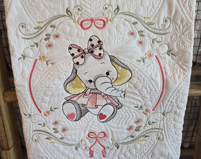 Embroidered Baby Scripture Quilt: Personalized Birth Announcement Blanket