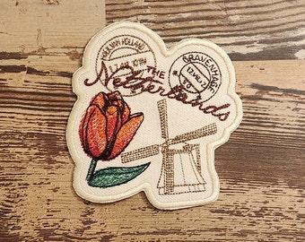 Passport Netherlands, Iron on Patch, Sew On Patch, Embroidery, Patch, Applique, Collectable, Made In USA, Handmade