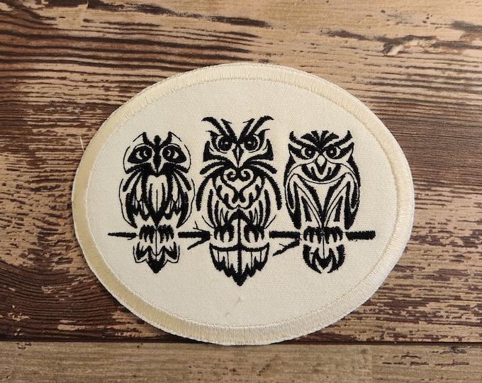 Owl Family, Iron on Patch, Sew On Patch, Embroidery, Patch, Applique, Collectable, Made In USA, Handmade, Owl Patch, Owl, Embroidered Patch