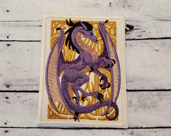Dragon Art Nouveau Embroidered Patch - Iron On/Sew On