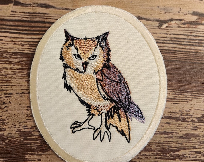 Painterly Owl, Iron on Patch, Sew On Patch, Embroidery, Patch, Applique, Collectable, Made In USA, Handmade, Owl Patch, Embroidered Patch