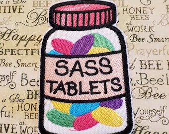 Sass Tablets Patch: Embroidered Iron-On Applique