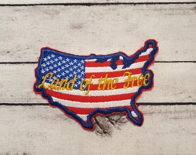 Land Of The Free Patch: USA Flag Embroidered Applique