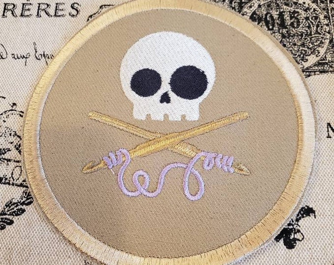 Skully Crochet Handmade Patch: Iron On/Sew On Applique