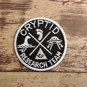 Legend Hunter, Iron on Patch, Sew On Patch, Embroidery, Patch, Applique, Collectable, Made In USA, Handmade, Cryptid Research Team, Cryptid