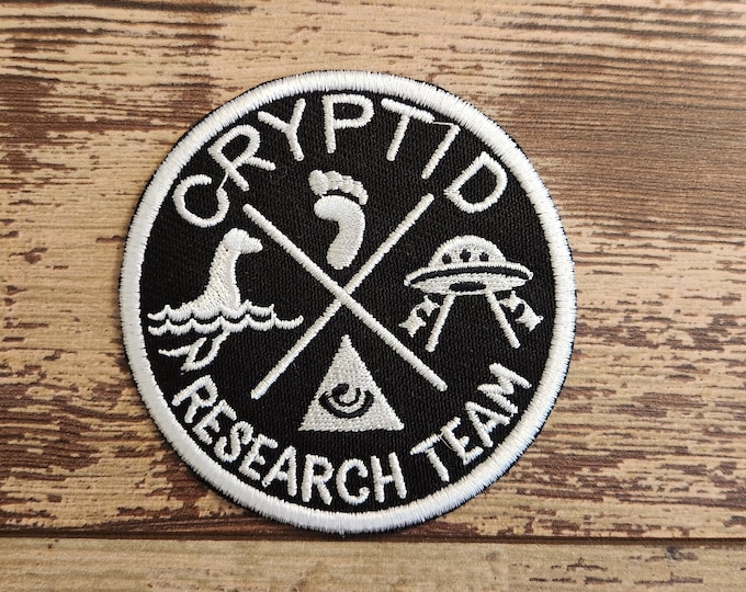 Legend Hunter, Iron on Patch, Sew On Patch, Embroidery, Patch, Applique, Collectable, Made In USA, Handmade, Cryptid Research Team, Cryptid