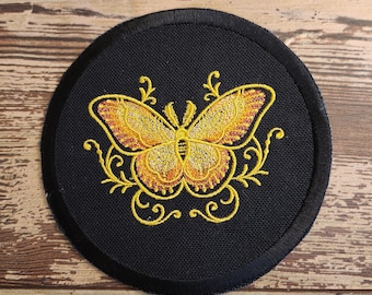 Gilded Moth Embroidered Patch: Iron On Applique, USA Made