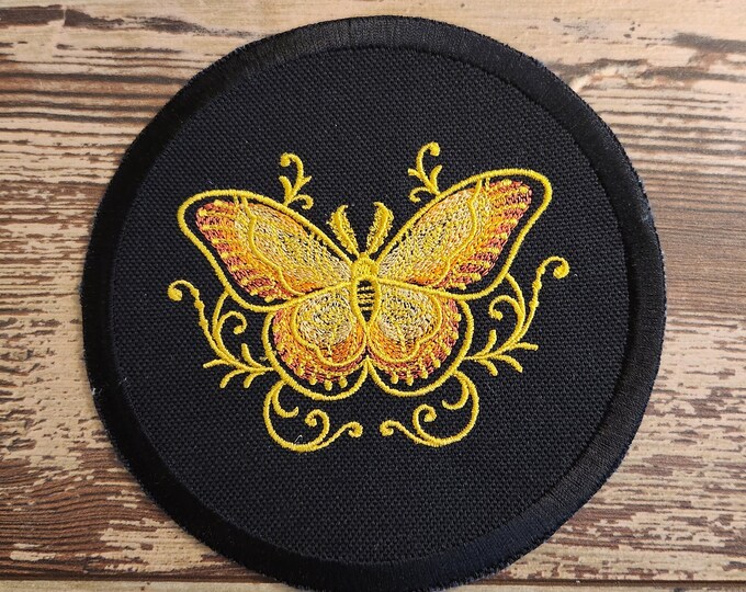 Gilded Moth ,Iron on Patch, Sew On Patch, Embroidery, Patch, Applique, Collectable, Made In USA, Handmade, Gilded, Moth, Fall, Gilded Moth