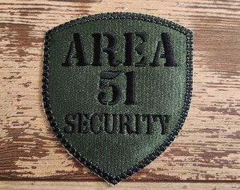 Area 51 Security, Alien, Iron on Patch, Sew On Patch, Embroidery, Patch, Applique, Collectable, Made In USA, Handmade,  Area 51, Alien Patch