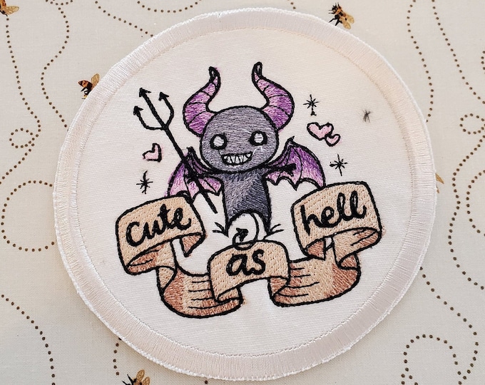 Cute As Hell Patch, Iron on Patch, Sew On Patch, Embroidery, Patch, Applique, Collectable, Made In USA, Handmade