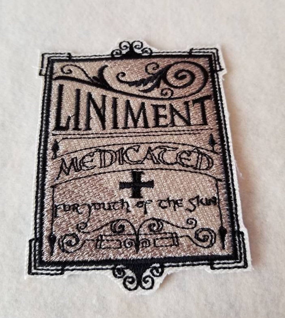Liniment Label Patch: Embroidered Apothecary Applique, Iron On/sew On ...