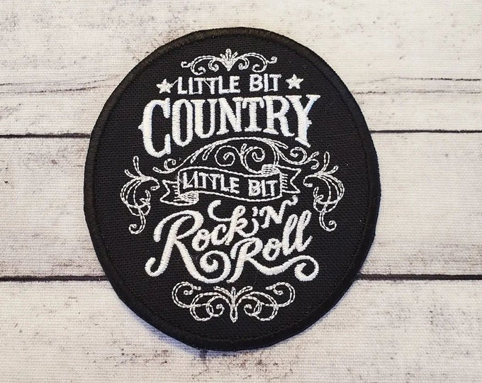 Country Rock Embroidered Patch: Handmade Iron-On Applique