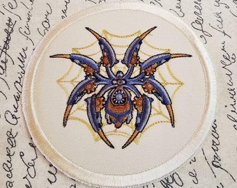 Steampunk Spider Patch: Anachronistic Arachnid Applique, Iron On / Sew On