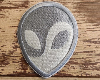 Alien Embroidered Patch: Iron On/Sew On Applique - Made In USA