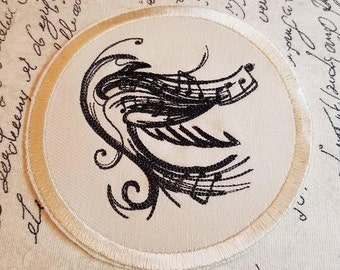 Soaring Melody Patch: Embroidered Music Notes Applique - Made in USA