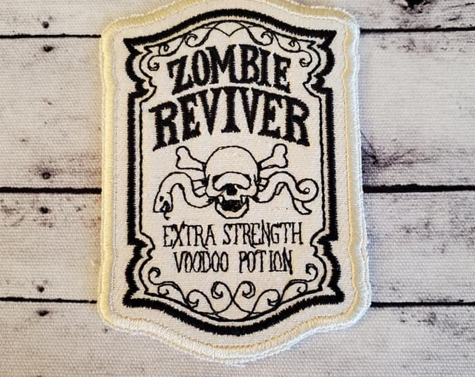 Zombie Reviver Patch: Embroidered Apothecary Applique, Made in USA