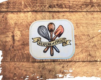 Weapons of Choice Embroidered Patch, Kitchen Utensils Applique, USA Made