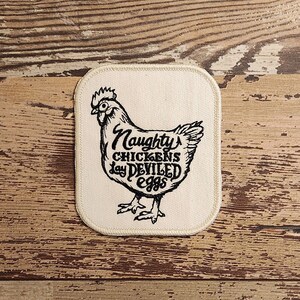 Naughty Chickens, Iron on Patch, Sew On Patch, Embroidery, Farm, Funny, Patch, Applique, Collectable, Made In USA, Handmade