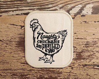 Naughty Chickens, Iron on Patch, Sew On Patch, Embroidery, Farm, Funny, Patch, Applique, Collectable, Made In USA, Handmade