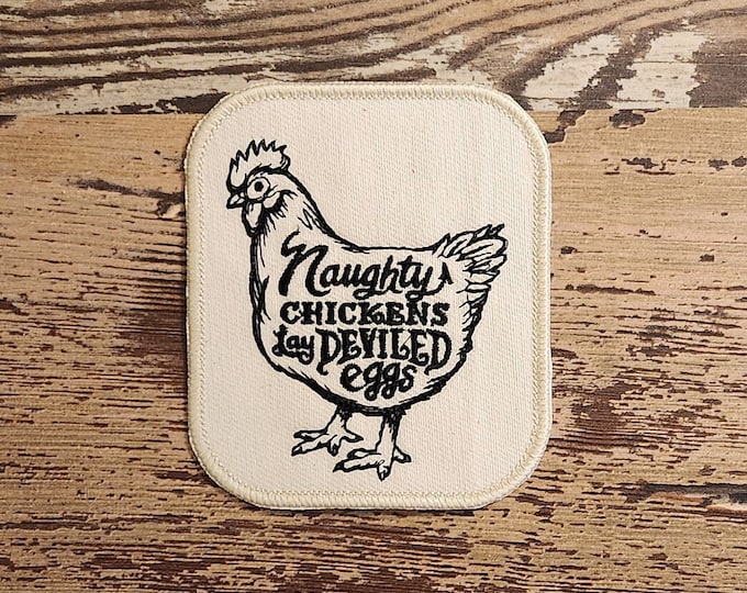Naughty Chickens, Iron on Patch, Sew On Patch, Embroidery, Farm, Funny, Patch, Applique, Collectable, Made In USA, Handmade