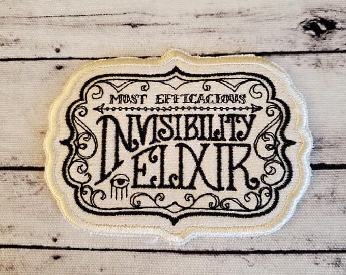 Invisibility Elixir Patch: Embroidered Apothecary Applique (Iron On/Sew On)