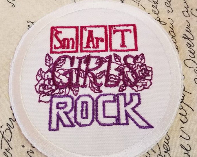 Smart Girls Rock Patch: Embroidered Girl Power Applique - Made in USA